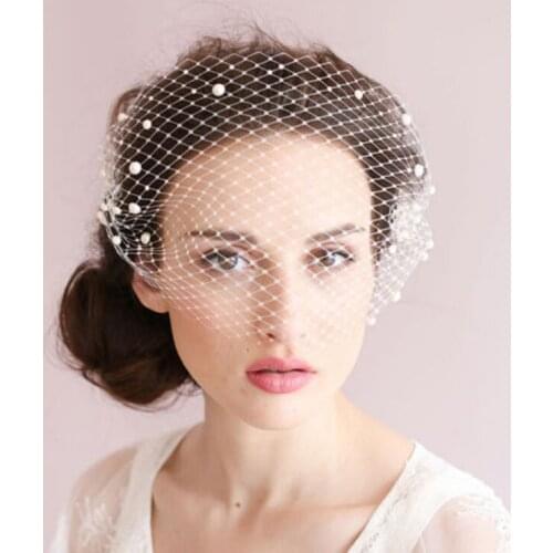New White Ivory Bridal Net Birdcage Face Veils Charming Wedding Veil Hats Fascinator Veils with Pearl Comb UK