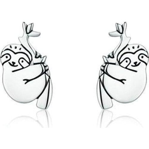 Original Cute Animal Sloth Earring 925 Silver fine Earring for women 2020 fashion DIY Jewelry Valentines Day gift Free shipping