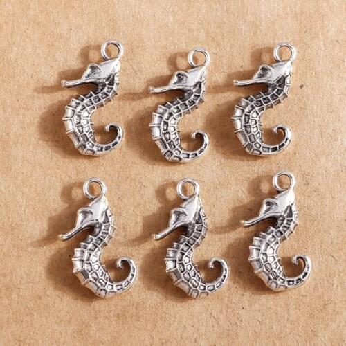 10pcs Charms Hippocampus Seahorse 12*22mm Antique Silver Color Plated Pendants for Jewelry Making DIY Handmade Finding