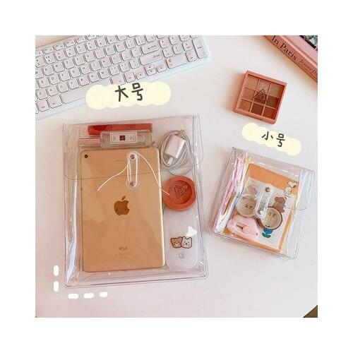 South Korea ins transparent winding pvc storage bag hand account stationery data bill storage bag portable hand file bag