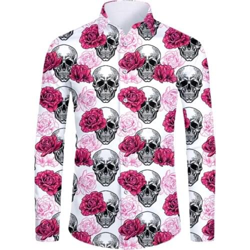 Skull Floral IFPD Long-sleeve Shirt For Men / Women 3d Printed Fall Funny Casual Oversized Gothic Cool Button Shirt Dropshipping