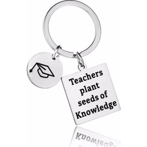 "Teachers Plant Seeds Of Knowledge" Gifts For Teacher Keychain Stainless Steel Teachers Gifts Keyring Pendant Charm Key Ring New