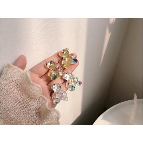 1 Pair Colorful Creative Cute Mini Gummy Bear Earrings Minimalism Cartoon Design Female Ear Studs Jewelry Gift