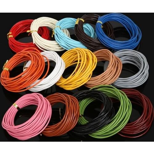 100% Genuine Leather Cord 5M Dia 2mm Multi-color Jewelry Rope String For Jewelry Making DIY Necklace Bracelet Accessories