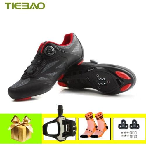 Tiebao Road Cycling Shoes Men SPD-SL Pedals Sapatilha Ciclismo Self-locking Breathable Professional Road Riding Bicycle Shoes