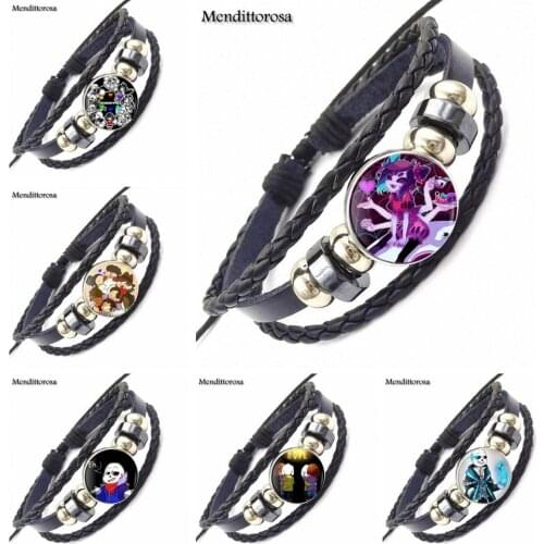 Undertale Game Video Game For Schoolgirl Maxi Necklace Jewelry Glass s Black Leather Bracelet Bangle Bijouterie