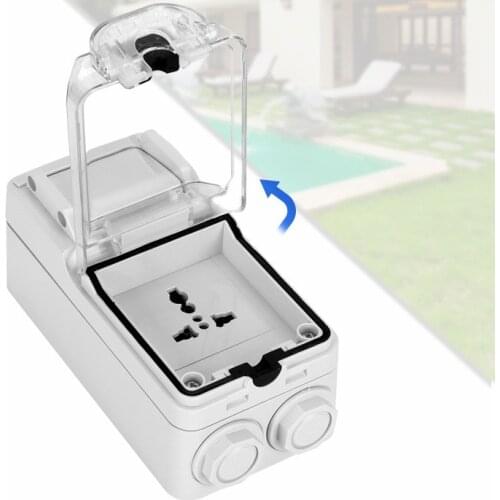 P56 waterproof socket weatherproof switch light Outdoor Wall Power Socket Standard Electrical Outlet Grounded