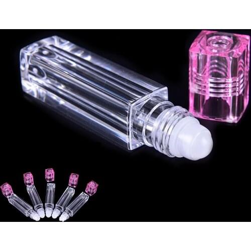 1Pcs Roll On Empty Fragrance Perfume Essential Oil Bottles 6.5ml Pink Glass Bottle With Metal Ball Roller Glass+steel Ball Cap
