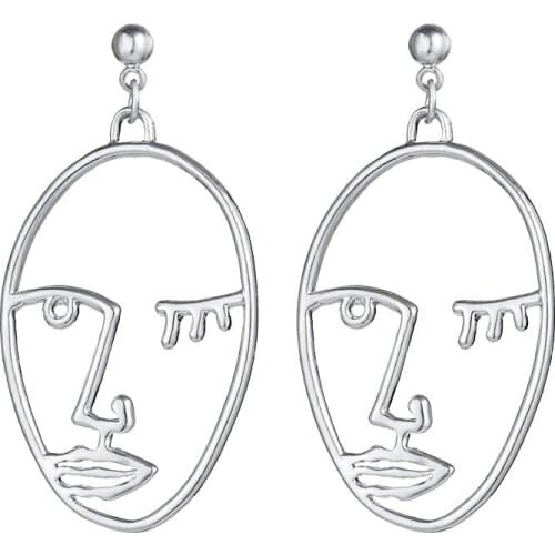 10 pairs/lot Drop Earrings Gold Color Silver Color Jewelry Hollow Face Statement Dangle Earring For Women Hand Eardrop Wholesale