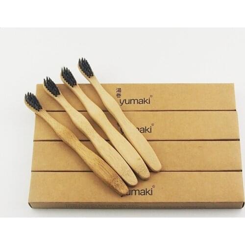 12 Pack Bamboo Charcoal Bristle Children Toothbrush Wood Toothbrush Bamboo Toothbrush Soft-Bristle Kids Toothbrush
