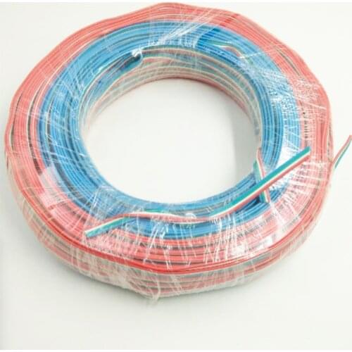 18AWG 4 pin flat Ribbon Cable with molded connector,100m/roll,Red white blue green flat cable 4 core,high quality
