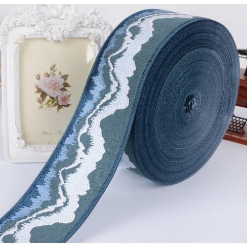 25M/Lot 90mm Wide Embroidery Jacqurd Lace Belt Ribbon Lace Trim Webbing DIY Sewing Sofa Cushion Decor Curtain Accessories