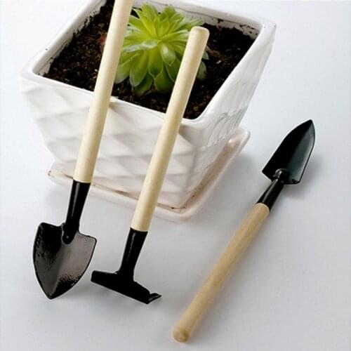 3pcs/set Garden Plant Tool Set Shovel Rake Spade Children Wooden Handle with Harrow Rake Gardening Tool Set Three-Piece-Shovel
