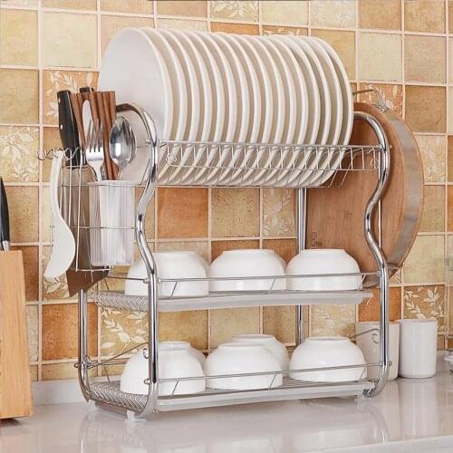 3 Layer Chrome Alloy Cutlery Stand Shelf Cutlery Dish Rack Kitchen Dish Storage Rack Drain Storage Rack Knife Holder Home New