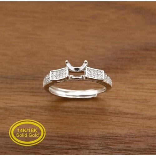 6.5MM 1CT Round Prong Ring Settings Halo Solid 14K/18K Rose White Gold with Moissanite Accents DIY Bezel Tray Gemstone 1294207