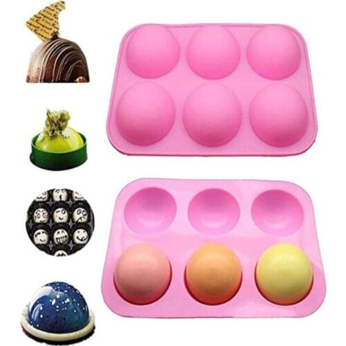 6 Holes Half Ball Sphere Chocolate Silicone Mold Round Semi Sphere Cake Silicone Baking Molds For Dessert DIY Jelly Dome Mousse