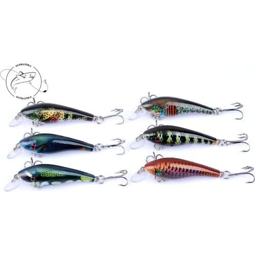 6pcs/set 3D Bionic Eyes 5.7cm /4.4g Artificial swimwear painted ABS plastic Hard bait Bass 8 # with Sharp hook