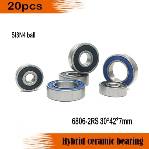 Free shipping 20pcs 6806-2RS 30x42x7mm 61806 2RS SI3N4 balls hybrid ceramic ball bearing for BB30 6806 RS