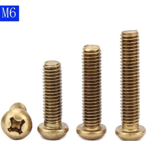 M6 x 1.0 ( 6mm ) Solid Brass Phillips Round Pan Head Machine Screws DIN 7985 A GB 818 bolts
