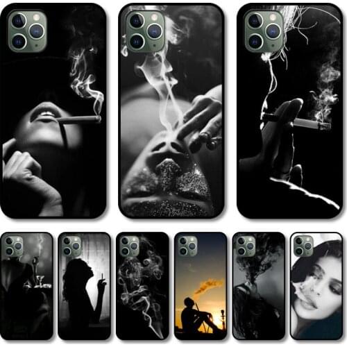 Smoke Phone Case cover For iphone 12 pro max 11 8 7 6 s XR PLUS X XS SE 2020 mini black cell shell