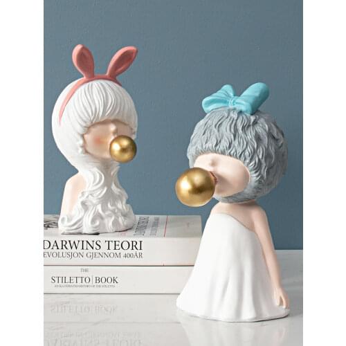 Home Decor Resin Girl Princess Portraits Bust Figurines Bubble Girl Desk Decoration Crafts Sculpture Home Decoration Accessories