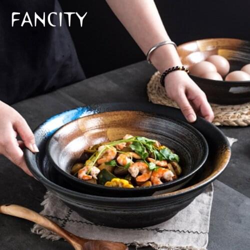 FANCITY Japanese creative personality ceramic noodle soup bowl household large soup pot boiled fish and pickled cabbage fish