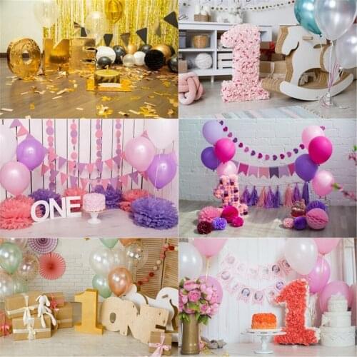 Photo Studio Props Vinyl Photography Backdrop Colored Balloon Decor Of The First Birthday Newborn One Year Old 1St Birthday