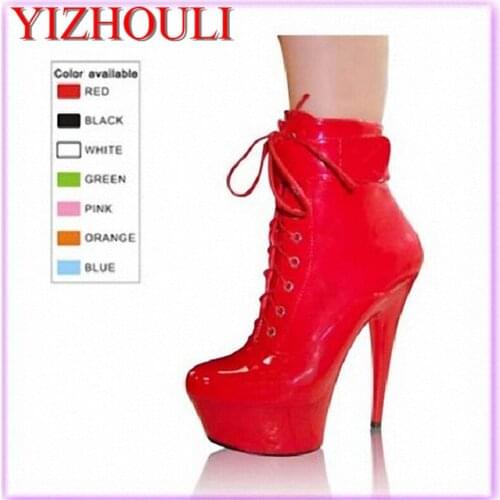 Hot style 15CM ultra high heels with sexy patent leather elastic boots, night field toning belt, belt buckle dancing shoes