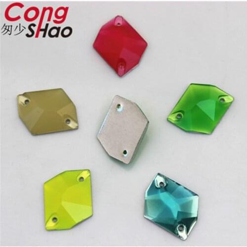 Cong Shao 100pcs 16*20mm Fluorescent Color Cosmic Shape Resin Rhinestone Stones And Crystals Sewing 2 Hole Costume Button CS199