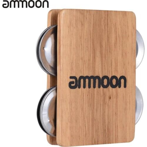 Ammoon 4-bell Jingle Castanet Cajon Box Drum Companion Accessory for Hand Drum Percussion Instruments