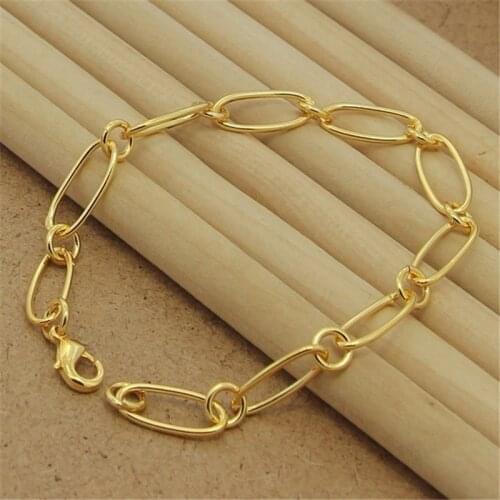 Classic 925 Sterling Silver Hand Clip 18K Gold Bracelet For Men & Women Party Charm Jewelry Gift