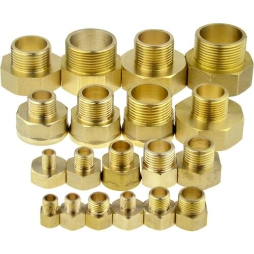 Brass 1/8 1/4 3/8 1/2 3/4 Female to Male Threaded Hex Bushing Reducer Copper Pipe Fitting Water Gas Adapter Coupler Connector