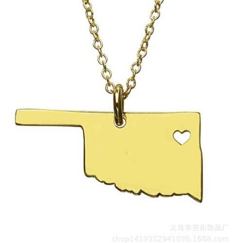 Selling in Europe and the United States, Oklahoma map necklace stainless steel pendant new hot creative