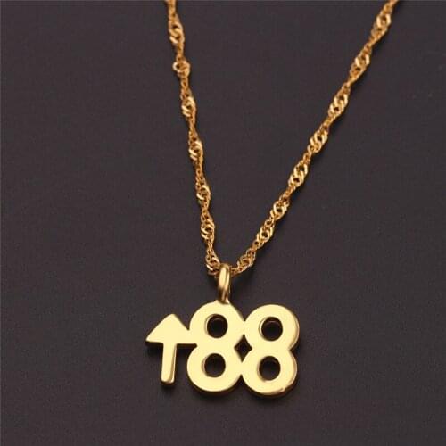 Hot Hip Hop Number 88 Rising Pendant Necklaces for Men Women Chain Lucky Double Eight Necklaces Best Friend Jewelry