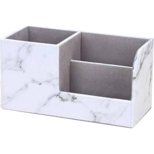 Wooden Struction Leather Multi-Function Desk Stationery Organizer Storage Box Pen/Pencil,Cell Phone, Business Name Cards Remote