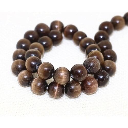 Fashion Coffee Pretty Round Opal Cat Eyes Loose Beads Semi-precious 4,6,8,10,12mm Vintage Cool Diy Jewelry 14inch B1582