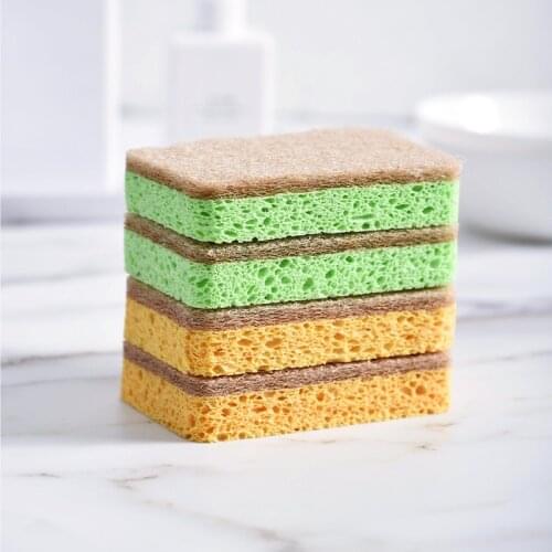 Washing Sponges For Dishes Rag For Kitchen Composite Wood Pulp Cotton Nature Sword Oil-Free Cleaning Utensils