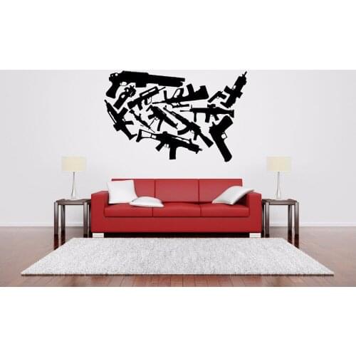 Machine Gun Set Rack Wall Sticker DIY Self-Adhesive Vinyl Art Sticker Mural Decal Weapon Gaming room Sofa Background Decor LA288