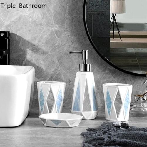 Nordic Bathroom Kit Resin Home Liquid Soap Dispenser Toothbrush Cup Tooth Mug Soap Holders Washing Tools Four Piece Set