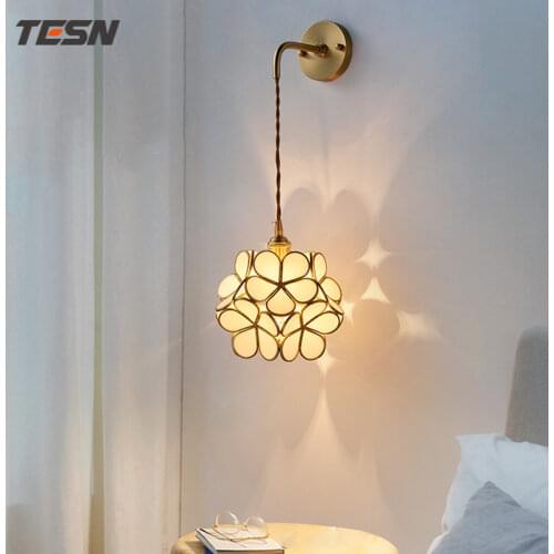 Copper wall lamp Nordic ins girl heart room bedroom bedside lighting net red light luxury aisle living room wall lamp