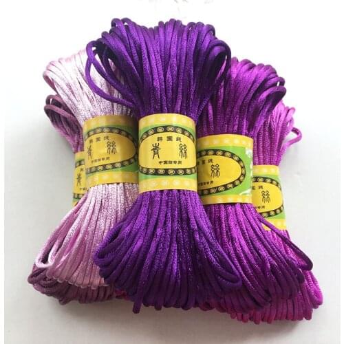 Amethyst Purple 20 Meters Satin Nylon Cord Macrame Beading String 2.5mm Knitting Rope Chinese Knot Thread For Jewelry Making