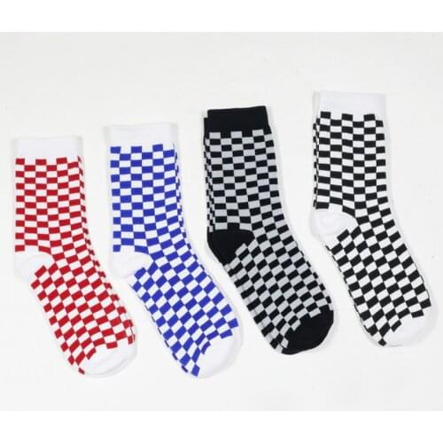 Mens Casual Socks Black Red White Socks Business Socks Middle Tue Socks Plaid Socks 1 Pair Cotton Socks Wholesal 38-45 Size EU