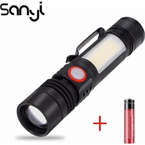 P50+4xCOB Flashlight 3 Modes Tail Cap Switch Portable Lantern Adjustable Focus Linternas Camping Lamp Hunting Working Torch