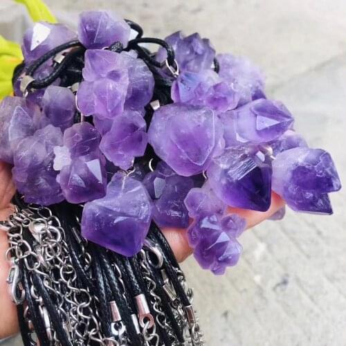 Amethyst cluster pendant natural stones and minerals quartz crystals good luck spiritual healing home decor modern
