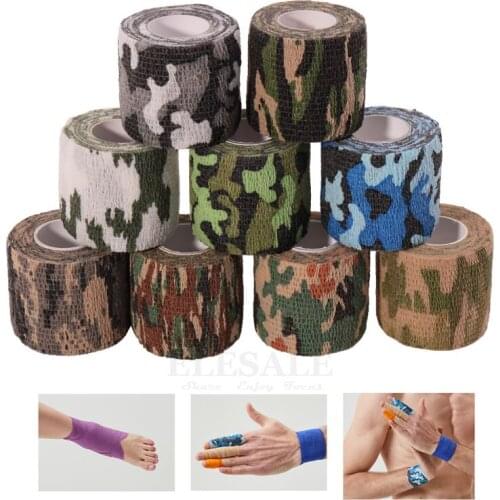 1pcs 2.5cm-15cm Width Self-Adhesive Camouflage Non-Woven Elastic Bandages Cohesive Wrap For Sports Emergency Wound Treatment