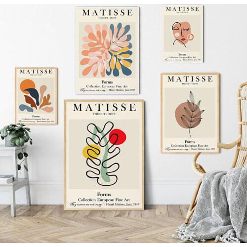 Modern Abstract Style Coral Posters And Prints Matisses Simple Canvas Painting HD Print Wall Art Picture Home Decoration Mural