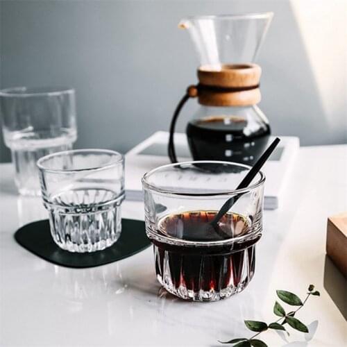 Ins Glass Transparent Retro Vertical Pattern Cup Garland Coffee Milk Cup American Style Latte Glass Australian White Coffee Cup