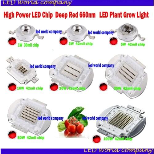 High Power LED Chip 660nm Deep Red LED Grow Light 660 nm 3W 5W 10W 20W 30W 50W 100W COB Emitter for Plant Growing Tank Aquarium