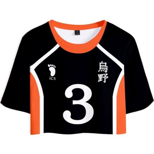 High Quality t shirt women Karasuno High School Hinata Shoyo Kageyama Tobio Short Sleeve Girls Short Tees tops