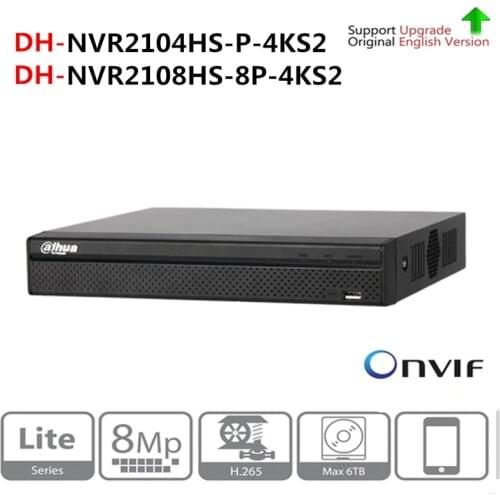 Dahua NVR2104HS-P-4KS2 NVR2108HS-8P-4KS2 4CH 8CH POE NVR 4K Recorder Support HDD 4/8CH POE For CCTV System Security Kit